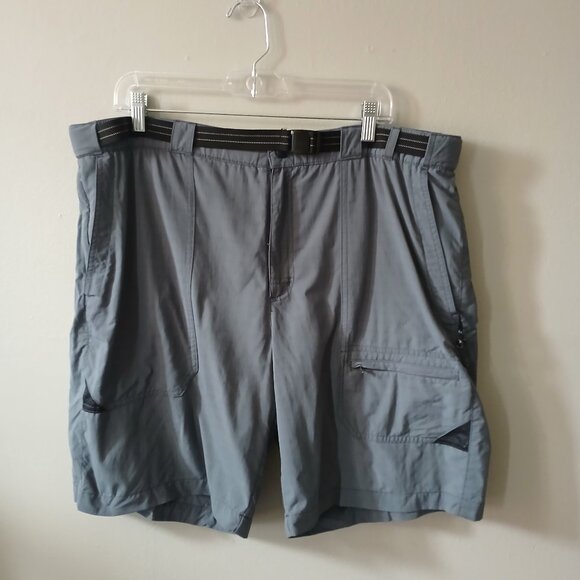 L.L Bean Men's Swimming Trunks Gray Shorts Size Large Pockets Belt Outdoor - Picture 1 of 16